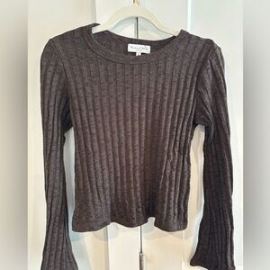 Michael Stars, Brown ribbed long sleeve shirt with bell sleeves